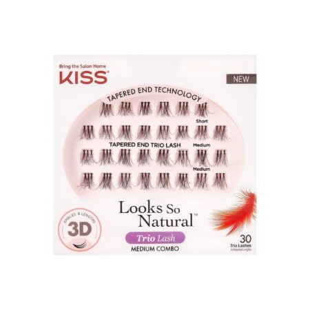 KISS Looks So Natural Trio Lash Medium Combo Pack, False Eyelashes with Tapered End Techno - Image 2