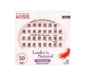 KISS Looks So Natural Trio Lash Medium Combo Pack, False Eyelashes with Tapered End Techno