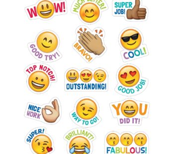 CTP Emoji Fun Rewards Stickers, Emoji Stickers for Students, Set of 75, 1  x 1  Each (Crea