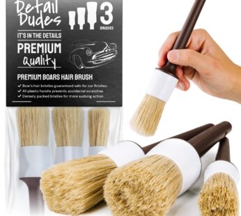 Detail Dudes Car Detailing Brush Ultra Soft Boars Hair Set of 3- Automotive Detail Brushes