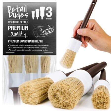 Detail Dudes Car Detailing Brush Ultra Soft Boars Hair Set of 3- Automotive Detail Brushes