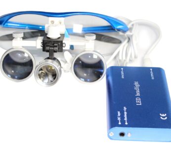 Dental Power Dental Binocular Loupes 3.5X 420mm + LED Head Light Lamp +Aluminum Box (Blue