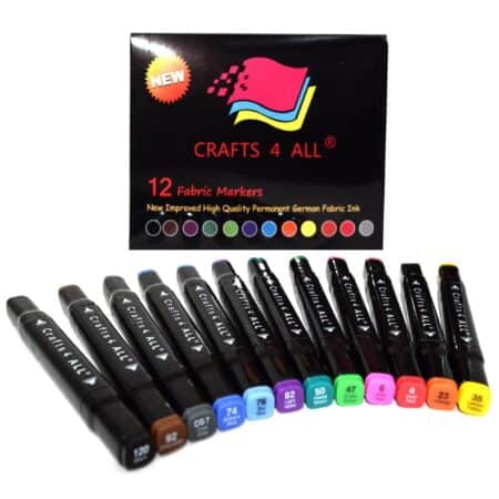 Crafts 4 All Fabric Markers Pens Permanent 12 Pack Dual Tip Minimal Bleed Rich Paint Color - Image 2