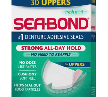 Sea Bond Secure Denture Adhesive Seals, Fresh Mint Uppers, Zinc-Free, All-Day-Hold, Mess-F