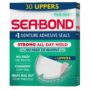 Sea Bond Secure Denture Adhesive Seals, Fresh Mint Uppers, Zinc-Free, All-Day-Hold, Mess-F