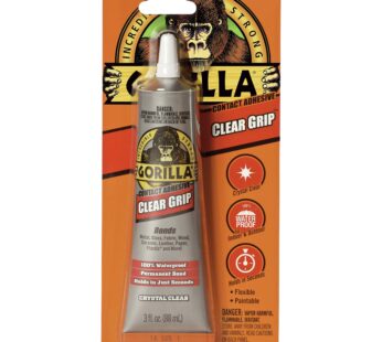 Gorilla Clear Grip Waterproof Contact Adhesive, 3 Ounce Tube, Clear, (Pack of 1)