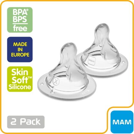 MAM Bottle Nipples Extra Fast Flow Nipple Level 4, for 6+ Months, SkinSoft Silicone Nipple - Image 3