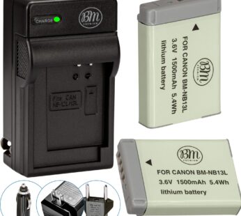 BM Premium 2-Pack of NB-13L Batteries and Charger Kit for Canon PowerShot SX740 HS, G1 X M