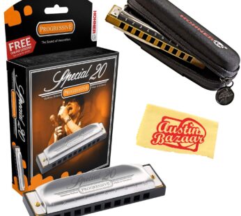 Hohner 560 Special 20 Harmonica – Key of C Bundle with Carrying Case and Austin Bazaar Pol