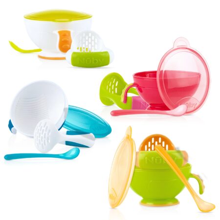 Nuby Garden Fresh Mash N' Feed Bowl with Spoon and Food Masher, Colors May Vary - Image 2