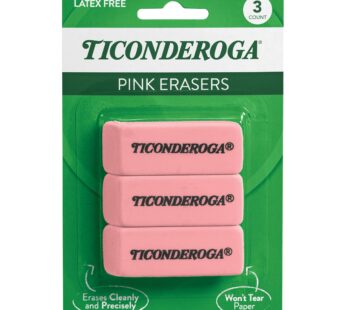 Ticonderoga Wedge Erasers, Pink, 3 Count