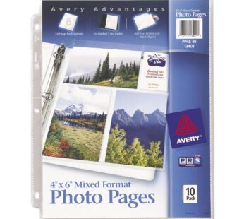 Avery Clear Mixed Format Photo Pages for 3 Ring Binder, Acid Free, Holds 4? x 6? Photos, 1