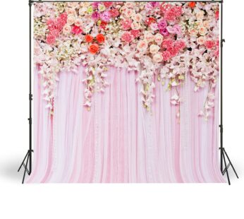 5x5ft Pink Flowers Wall Backdrop Dessert Table Decor Photography Background Baby Birthday