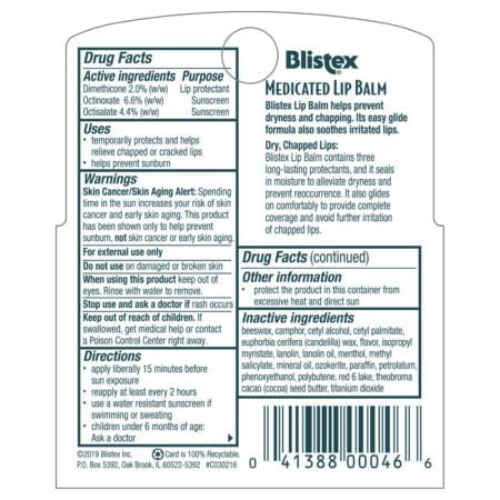 Blistex Medicated Lip Balm, 0.15 Ounce, 3 Count (Pack of 1) Prevent Dryness & Chapping, SP - Image 2