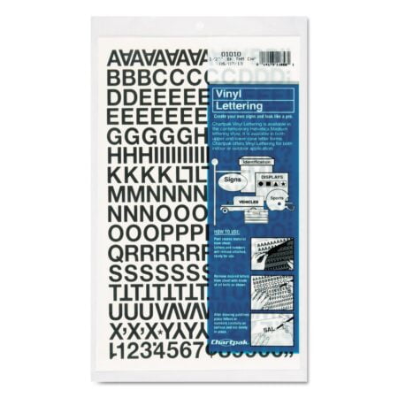 Chartpak Self-Adhesive Vinyl Capital Letters and Numbers, 1/2 Inches High, Black, 201 per