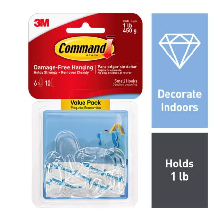 Command 051141363899 Small, Clear, 6-Hooks, 8 Strips (17092CLR-VP-E) - Image 2