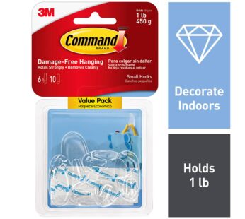 Command 051141363899 Small, Clear, 6-Hooks, 8 Strips (17092CLR-VP-E)