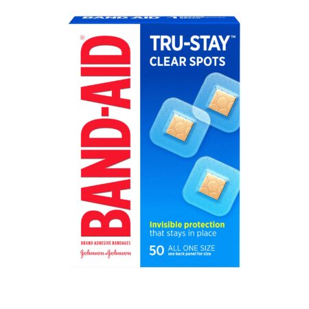 Band-Aid Brand Tru-Stay Clear Spots Bandages for Discreet First Aid, All One Size, 50 Coun
