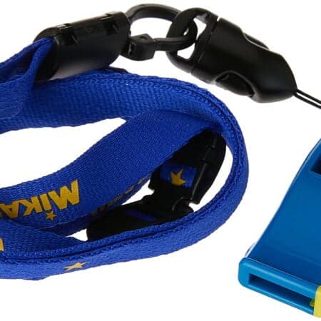 Mikasa Professional Whistle with Lanyard, Small, Blue/Yellow - Image 2