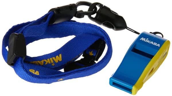 Mikasa Professional Whistle with Lanyard, Small, Blue/Yellow