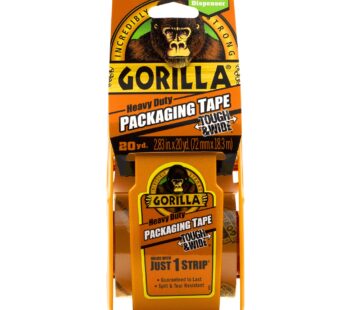 Gorilla Packing Tape Tough & Wide with Dispenser for Moving, Shipping and Storage, 2.83″ x