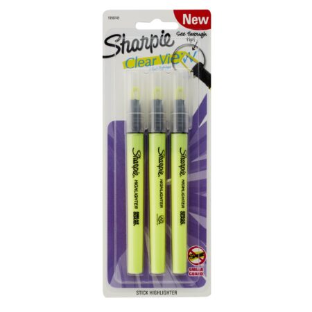 SHARPIE Clear View Highlighter Stick, Yellow, 3/Pack (1950745) - Image 2