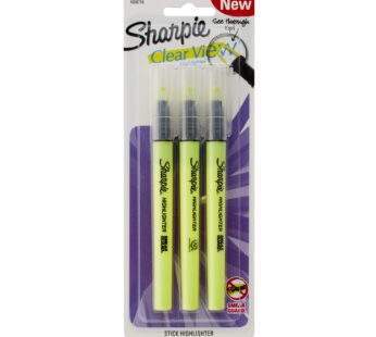 SHARPIE Clear View Highlighter Stick, Yellow, 3/Pack (1950745)