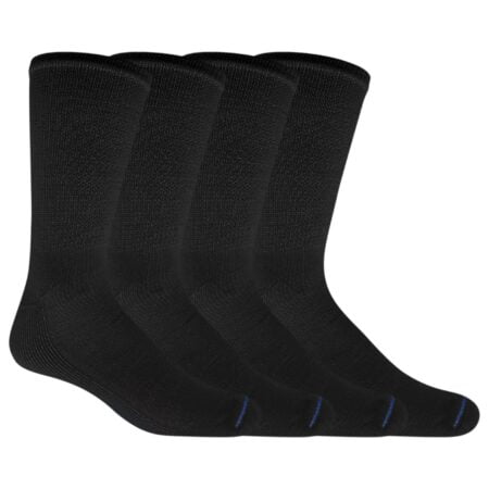 Dr. Scholl's Men's 4 Pack Diabetic and Circulatory Non-binding Crew Casual Sock, Black, Sh