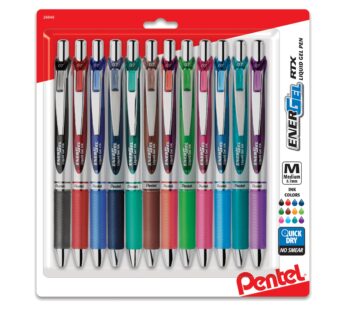 Pentel  EnerGel  RTX Retractable Liquid Gel Pens, Medium Point, 0.7 mm, Assorted Colors, P