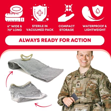 Ever Ready First Aid Israeli Battle Dressing Compression Bandage, 6", Black - Image 6
