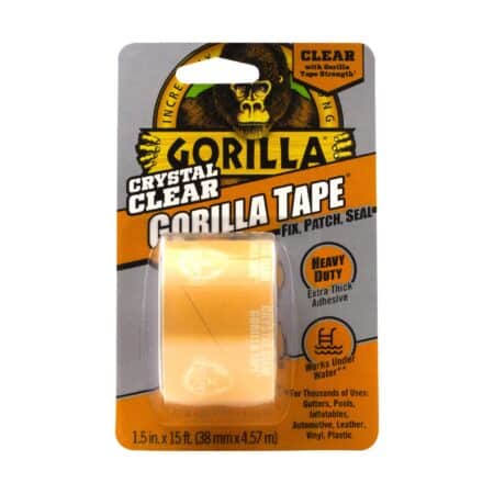 Gorilla Crystal Clear Repair Duct Tape, 1.88  x 5 yd, Clear, (Pack of 1)