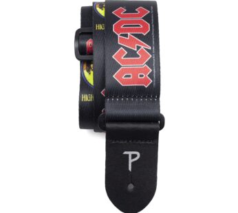 P Perri’s Leathers Ltd. guitar strap, Black, red, 2″ x 39″ x 58″ (LPCP-8014)
