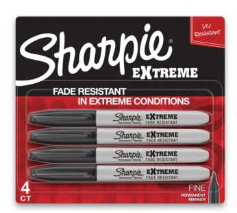 SHARPIE Extreme Permanent Markers, Fine Point, Black, 4 Count