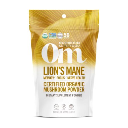 Om Mushroom Superfood | Lion's Mane | USA Grown Organic Mushrooms |Memory, Focus, Clarity,