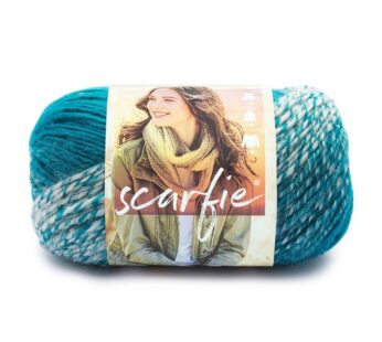 (1 Skein) Lion Brand Yarn Scarfie Bulky Yarn, Cream/Teal