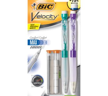 BIC Velocity Max Mechanical Pencil, Medium Point (0.7mm), 2-Count, Black (pack of 1)