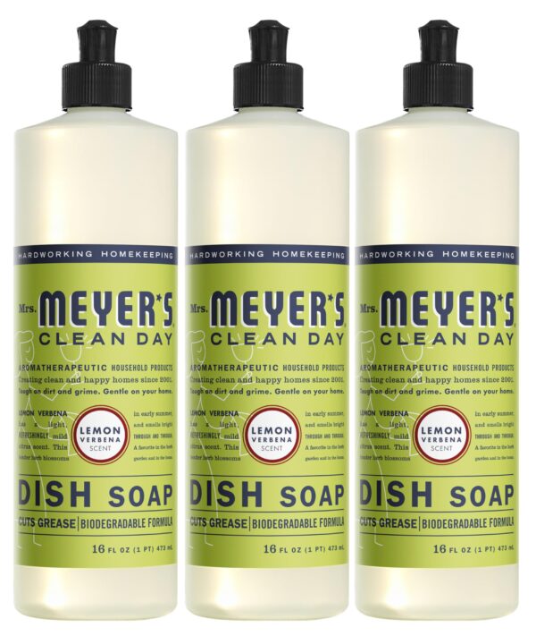 MRS. MEYER'S CLEAN DAY Liquid Dish Soap, Biodegradable Formula, Lemon Verbena, 16 fl. oz -