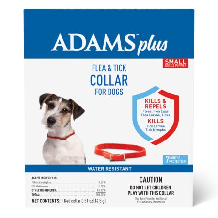 Adams Plus Flea & Tick Collar for Dogs, 7-Month Protection, Adjustable Collar Fits Small D