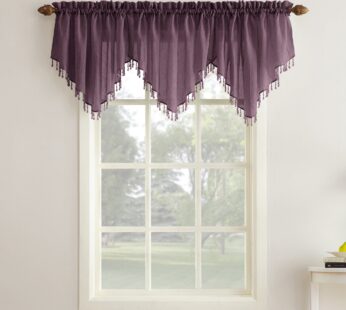 No. 918 Erica Crushed Voile Ascot Beaded Sheer Rod Pocket Curtain Valance