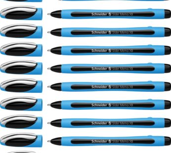 Schneider Slider Memo XB (Extra Broad) Ballpoint Pen, 1.4 mm, Light Blue Barrel, Black Ink