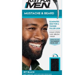 Just For Men Mustache & Beard, Beard Dye for Men with Brush Included for Easy Application,