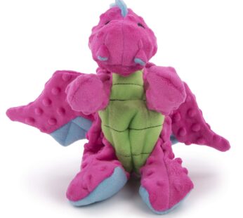 goDog Bubble Plush Dragons Squeaky Dog Toy, Chew Guard Technology – Pink, Large