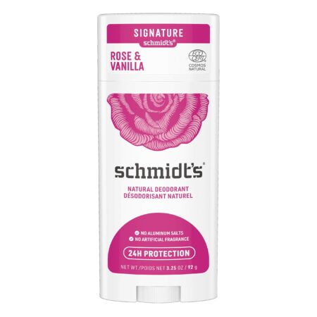 Schmidt's Aluminum Free Natural Deodorant for Women and Men, Rose & Vanilla with 24 Hour O