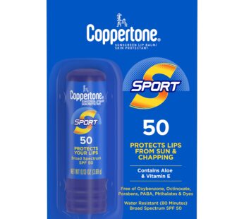 Coppertone SPORT Sunscreen Lip Balm, SPF 50 Sunscreen for Lips, Water Resistant Lip Sunscr