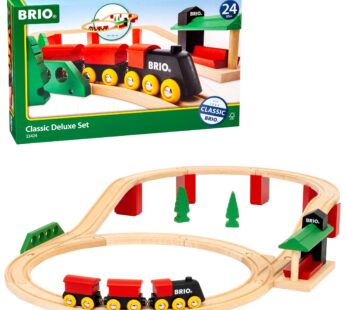 BRIO World 33424 – Classic Deluxe Railway Set – 25 Piece Wood Train Set with Accessories a