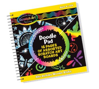 Melissa & Doug Scratch Art Doodle Pad With 16 Scratch-Art Boards and Wooden Stylus – FSC C