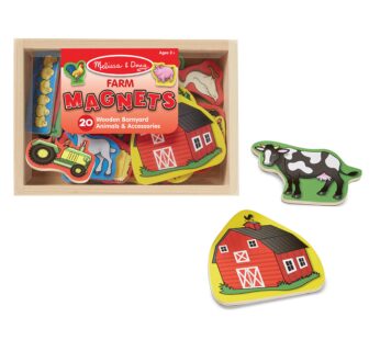 Melissa & Doug 20 Wooden Farm Magnets in a Box – Cute Barnyard Animal Fridge, Refrigerator