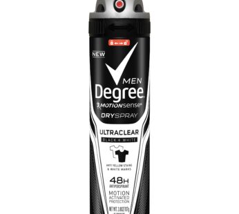 Degree Ultraclear Men’s Antiperspirant Deodorant Dry Spray, Black/White, 3.8 Ounce (Pack o
