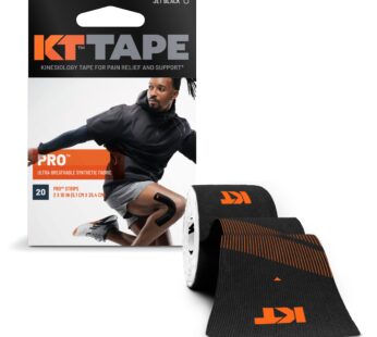 KT Tape, Pro Synthetic Kinesiology Athletic Tape, 20 Count, 10? Precut Strips, Jet Black