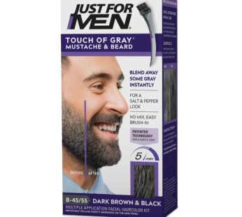 Just For Men Touch of Gray Mustache & Beard, Beard Coloring for Gray Hair with Brush Inclu